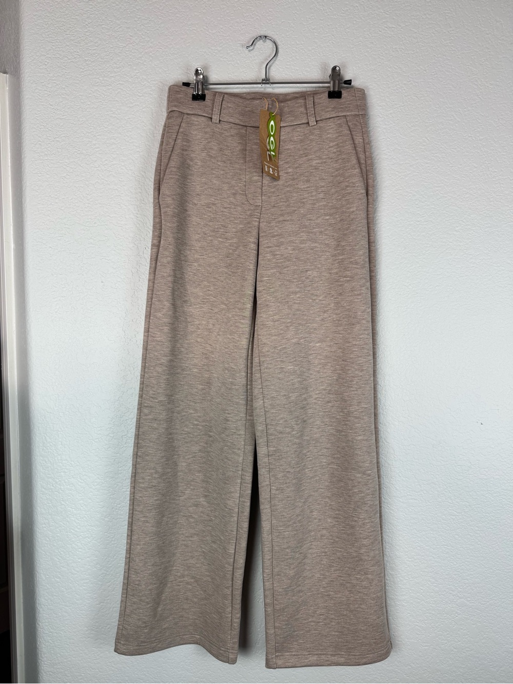 OGL Heather Taupe Stretchy Mid Rise Straight Leg Pull-on Pants with Pockets - Picture 2 of 13